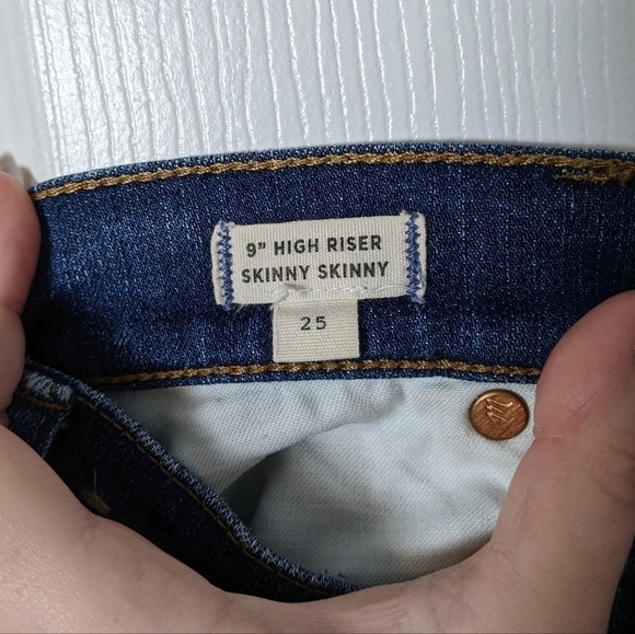 New Madewell 9" High Riser Skinny Skinny the‎ Rip and Repair Edition Size 25 - Picture 5 of 10